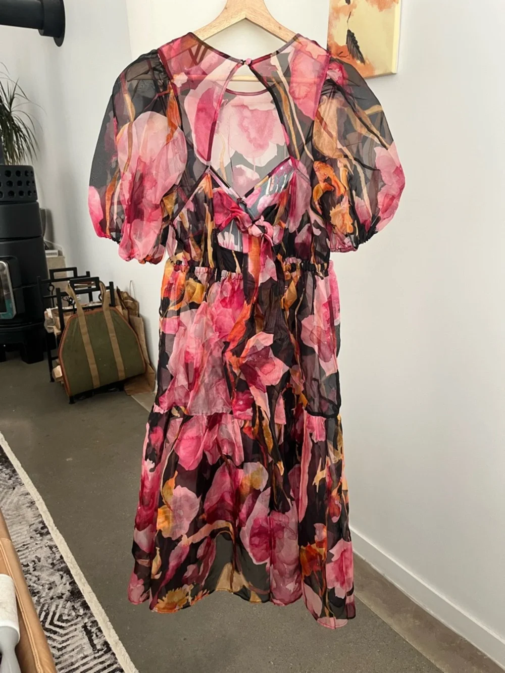 By Anthropologie Puff-Sleeve Organza Midi Dress - Picture 9 of 9